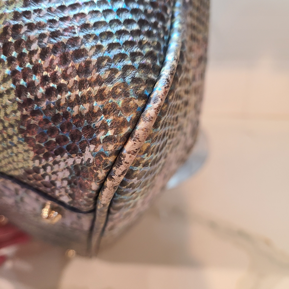 Brahmin Marianna Moonstone Seville Iridescent Snake Print Shoulder Bag Tote - Picture 15 of 16